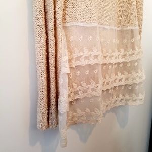 Katsumi Cream Knit & Lace Sweater
